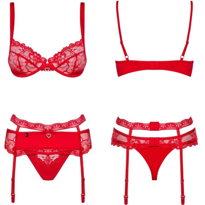 Комплект бюстгальтер, трусики и пояс Obsessive Heartina Set - Изображение 3