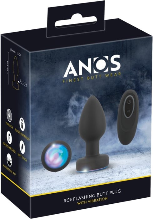 Анальная пробка с вибро и LED-подсветкой Anos Flashing Butt Plug - Изображение 10