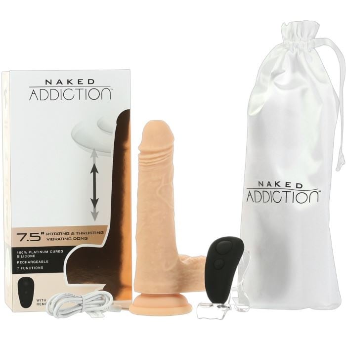 Вибратор с поступательными движениями и вращением Naked Addiction 7.5" Rotating, Thrusting & Vibrating Dong - Изображение 7