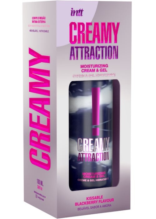 Гель-крем для увлажнения тела и интимной зоны со вкусом ежевики Intt Creamy Attraction Blackberry, 100 мл - Изображение 3