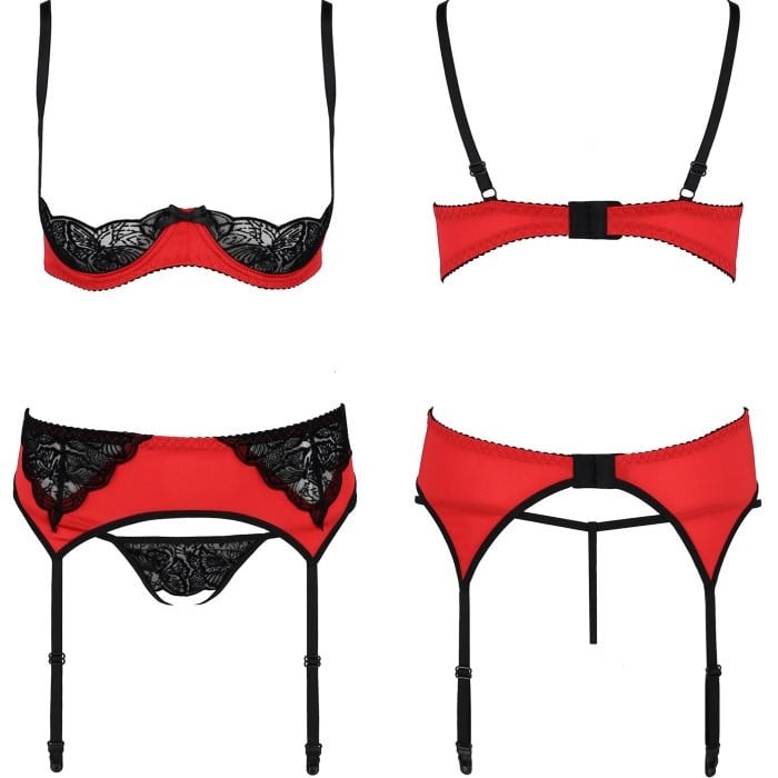 Комплект бюстгальтер, трусики і пояс Casmir Lauren Set (Red) - Зображення 4