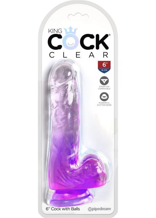 Фаллоимитатор Pipedream King Cock Clear 6" Purple - Изображение 2