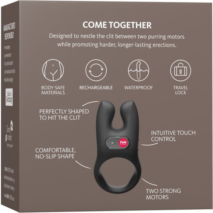 Ерекційне кільце з вібро Fun Factory Nos (Black) - Зображення 9