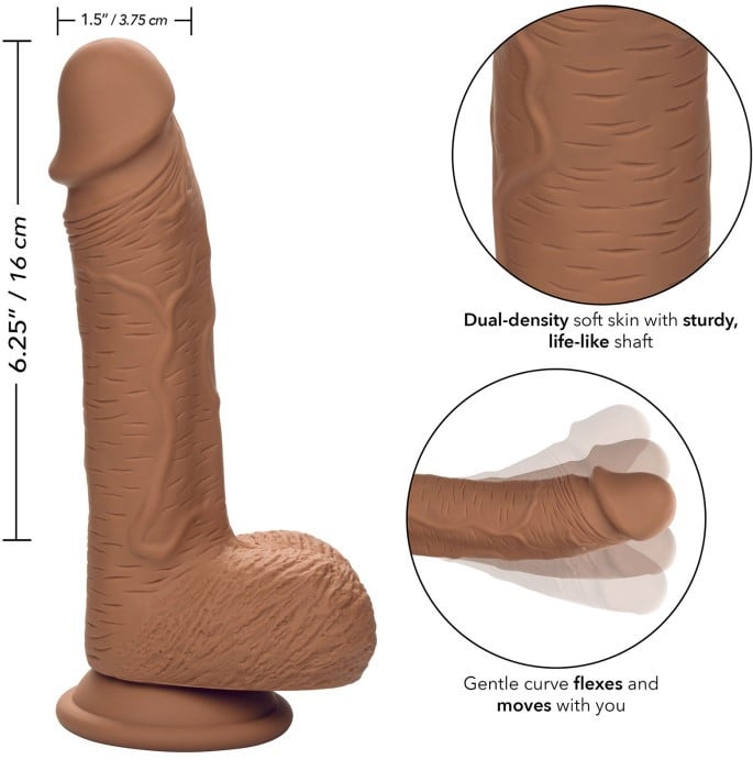 Фалоімітатор CalExotics Dual Density Silicone Studs 16 см (Brown) - Зображення 9