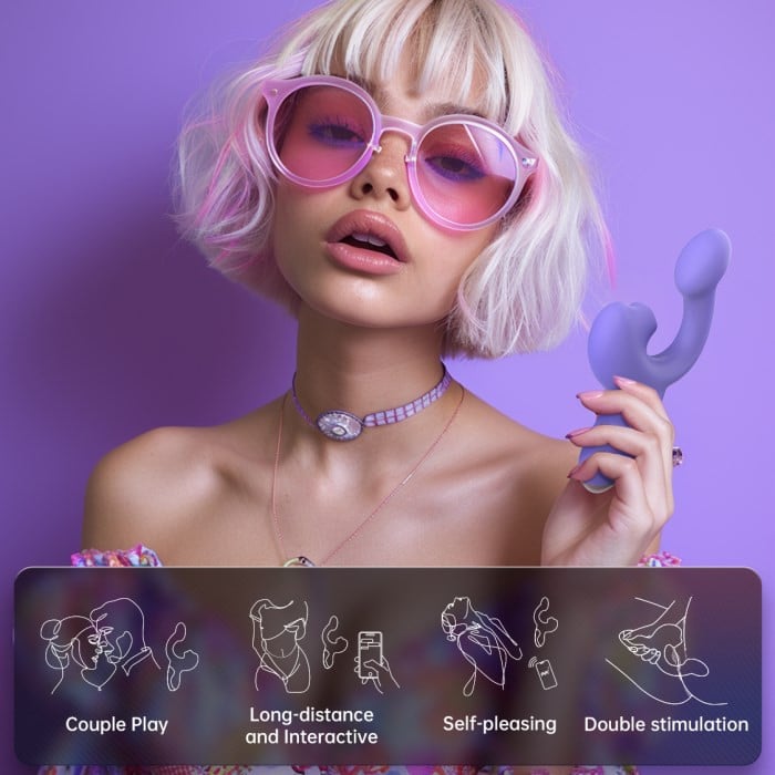 Вибратор-кролик с подвижным язычком Magic Motion Ponder (Purple) - Изображение 13
