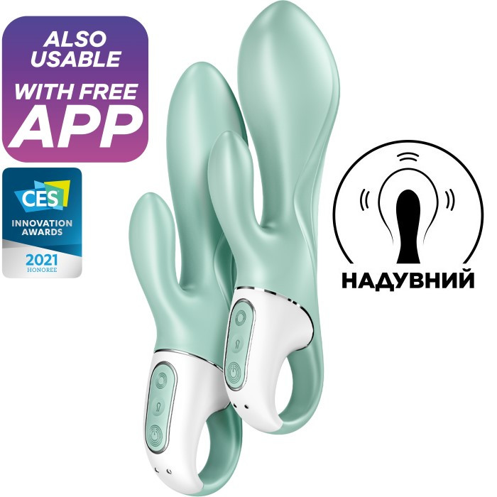 Вибратор с функцией расширения Satisfyer Air Pump Bunny 5+ (Mint) - Изображение 2