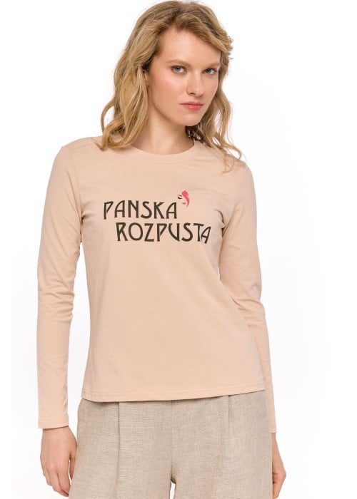 Жіночий лонгслів Панська розпуста - Зерно x Перчинка (Beige)