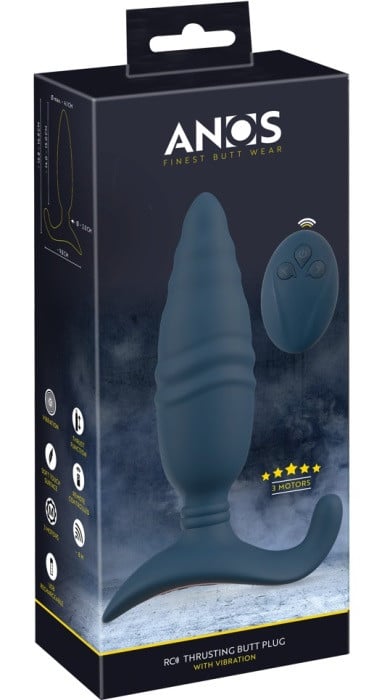 Анальная пробка с вибро и поступательными движениями Anos Thrusting Butt Plug - Изображение 15