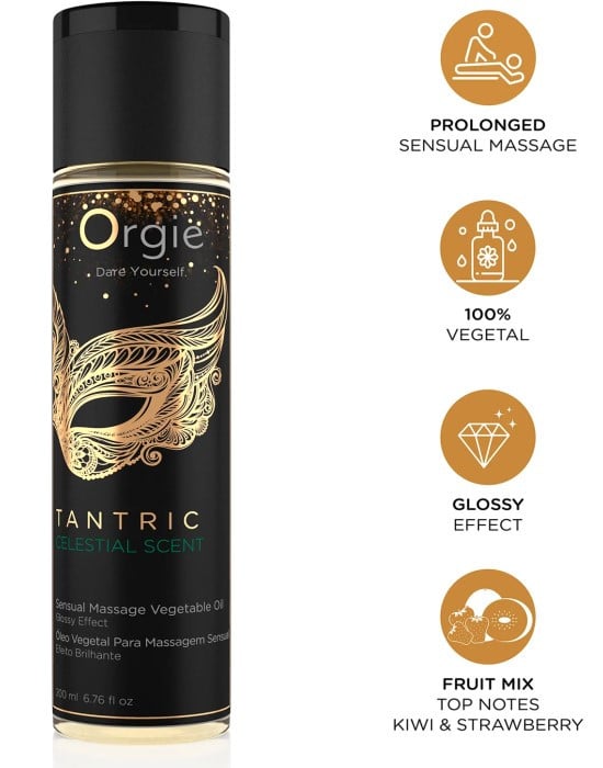 Масажна олія з ароматом полуниці та ківі Orgie Tantric Celestial Scent, 200 мл - Зображення 4