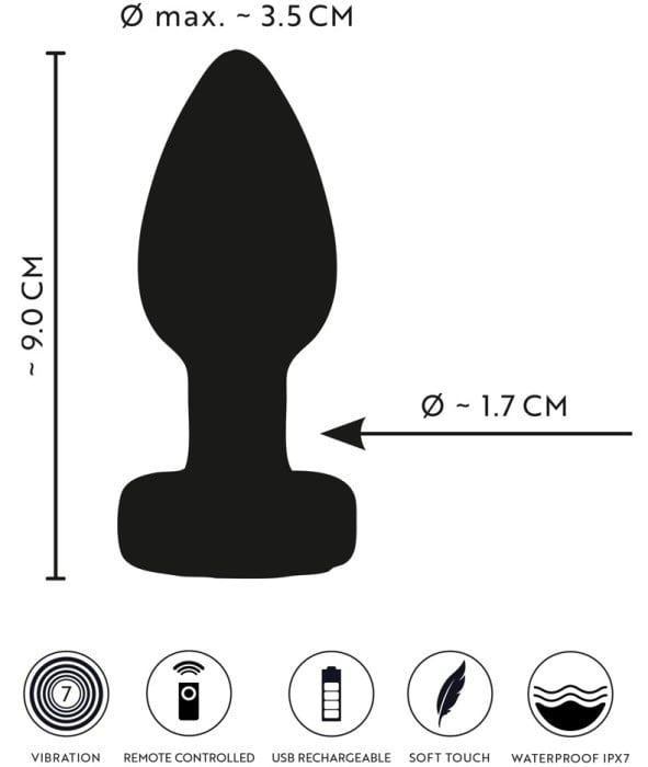 Анальная пробка с вибро и LED-подсветкой Anos Flashing Butt Plug - Изображение 8