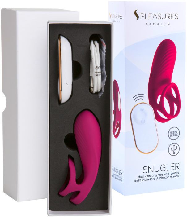 Ерекційне кільце з вібрацією S Pleasures Snugler (Pink) - Зображення 5