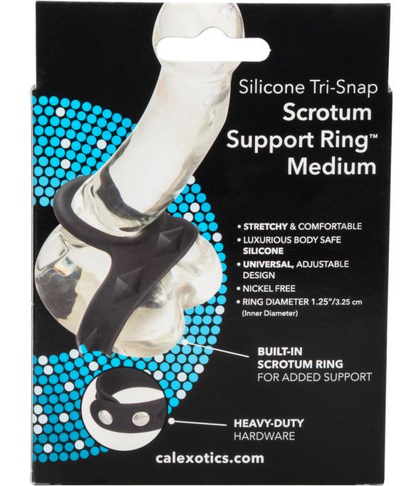 Ерекційне кільце CalExotics Silicone Tri-Snap Scrotum Support Ring - Зображення 5