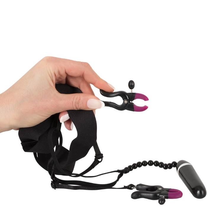 Вибротрусики с зажимами Bad Kitty Spreader String with Vibrator от Orion - Изображение 3
