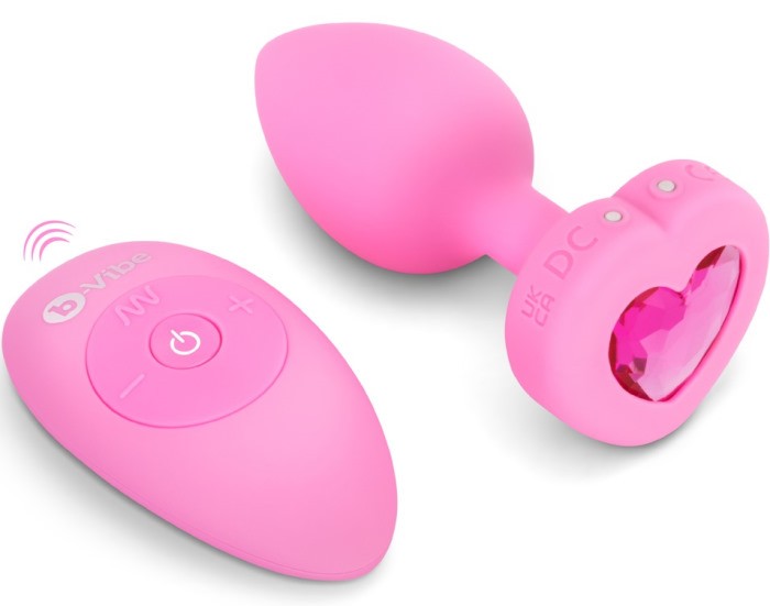 Анальная пробка с пультом и вибро B-vibe Vibrating Heart Pink Topaz (S/M) - Изображение 2