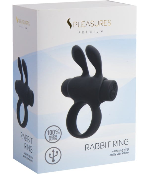 Эрекционное кольцо с вибро Rabbit Rechargeable Ring Black от S Pleasures - Изображение 3