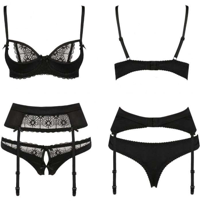 Комплект бюстгальтер, трусики і пояс Avanua Hanan Set (Black) - Зображення 4