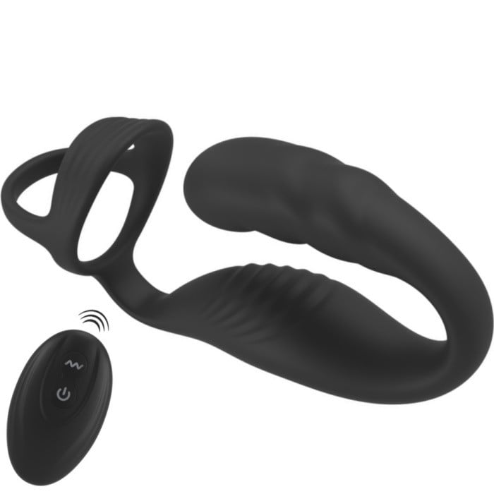 Ерекційне кільце з анальною стимуляцією і вібрацією Cock Ring with RC Prostate Plug від Orion