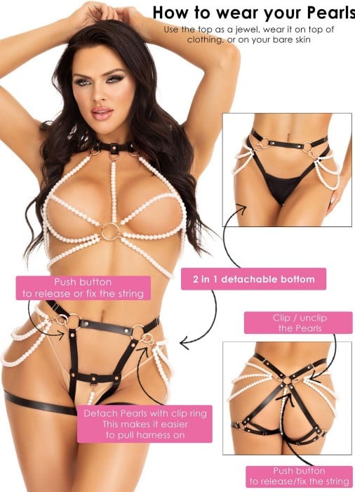 Портупея Leg Avenue Kink Faux Pearl Halter Harness - Изображение 3