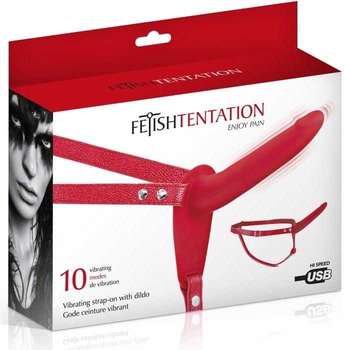 Страпон с вибро Fetish Tentation Vibrating Strap-On (Red) - Изображение 5