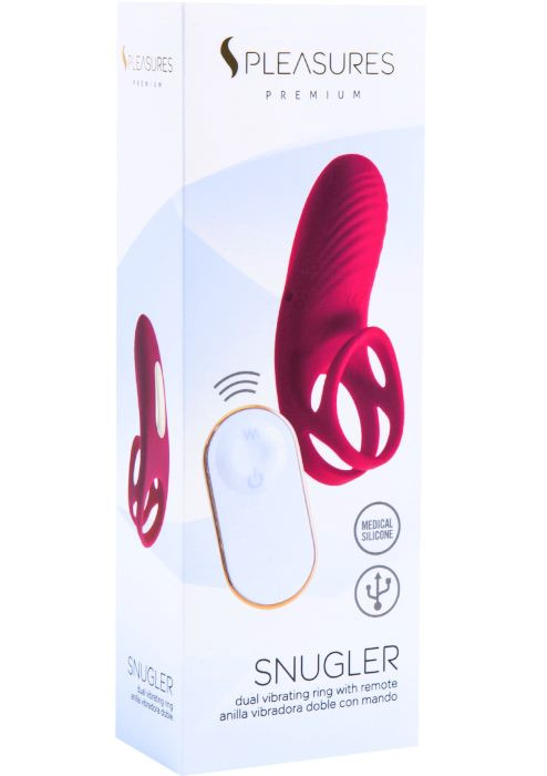 Ерекційне кільце з вібрацією S Pleasures Snugler (Pink) - Зображення 6