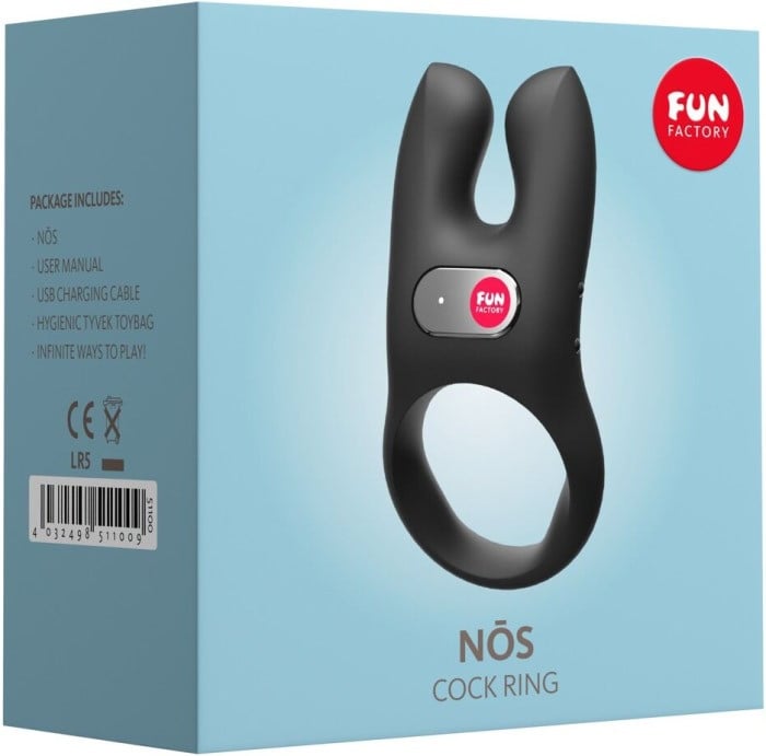 Ерекційне кільце з вібро Fun Factory Nos (Black) - Зображення 8