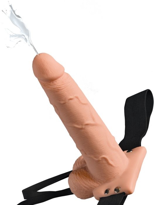Порожнистий страпон з сім'явиверженням 7.5" Hollow Squirting Strap-on Flesh від Pipedream - Зображення 2