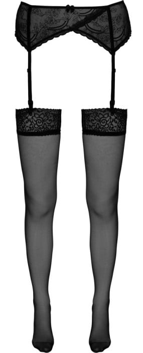 Панчохи Cottelli Legwear Suspender Stockings (Black) - Зображення 5