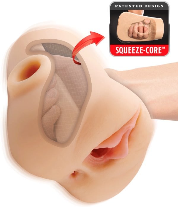 Мастурбатор з кібершкіри з вібро і пультом Double Pounder Squeeze Stroker від Pipedream - Зображення 2