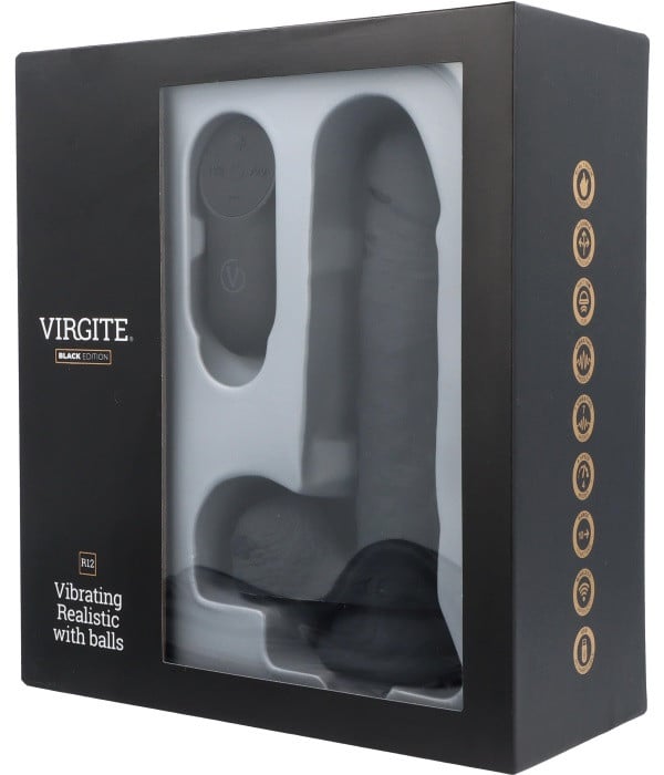 Вібратор з пультом Virgite Vibrating Realistic R12 Black Edition - Зображення 6