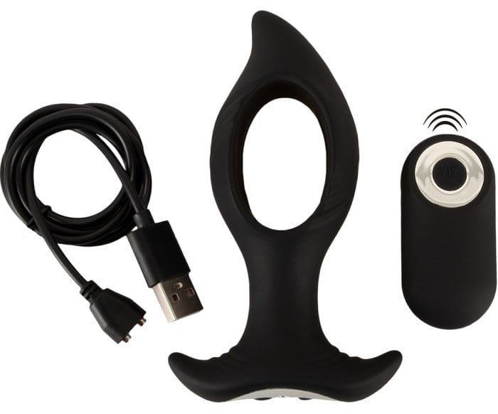 Анальная пробка с вибро и пультом Anos Butt Plug with a Hole - Изображение 11