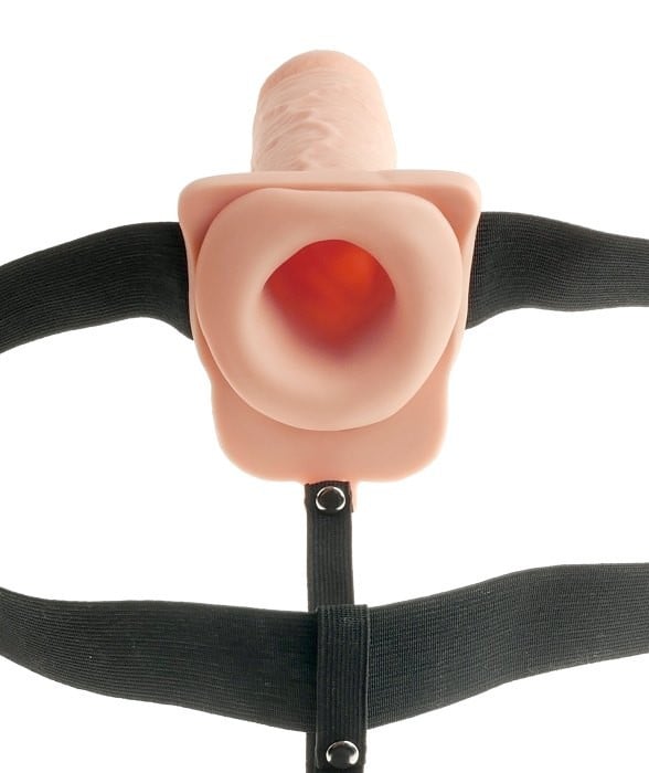 Порожнистий страпон з вібро 9" Hollow Rechargeable Strap-on Flesh від Pipedream - Зображення 3