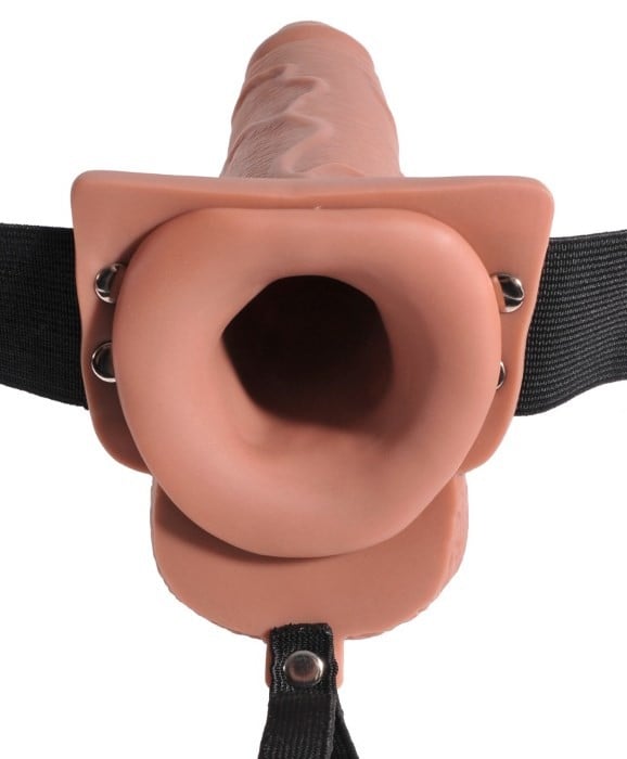 Порожнистий страпон з сім'явиверженням 7.5" Hollow Squirting Strap-on Brown від Pipedream - Зображення 3
