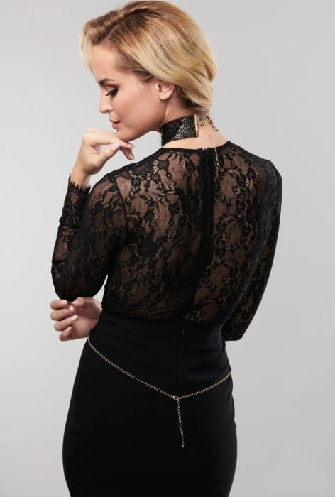 Нашийник-прикраса Bijoux Indiscrets Metallic Mesh Collar (Black) - Зображення 4