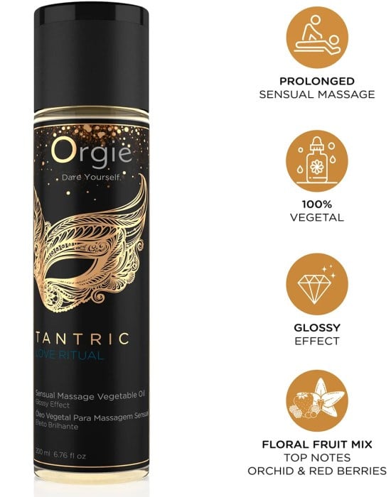 Масажна олія з ароматом орхідеї та червоних ягід Orgie Tantric Love Ritual, 200 мл - Зображення 4