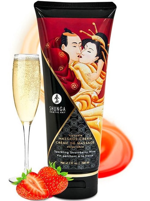 Массажный крем со вкусом клубники Shunga Kissable Massage Cream, 200 мл - Изображение 2
