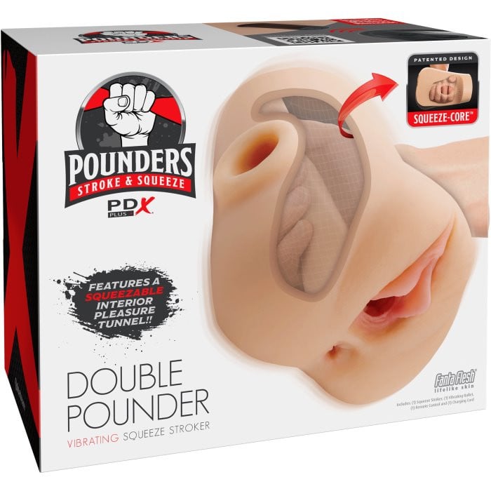 Мастурбатор з кібершкіри з вібро і пультом Double Pounder Squeeze Stroker від Pipedream - Зображення 7