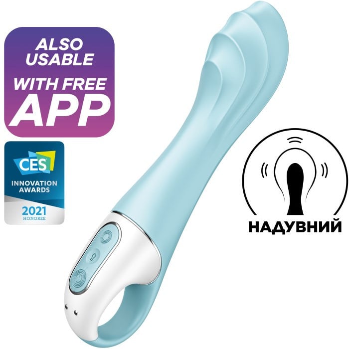 Вибратор с функцией расширения Satisfyer Air Pump Vibrator 5+ (Blue) - Изображение 2
