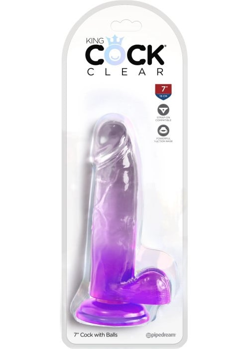Фалоімітатор Pipedream King Cock Clear 7" Purple - Зображення 2
