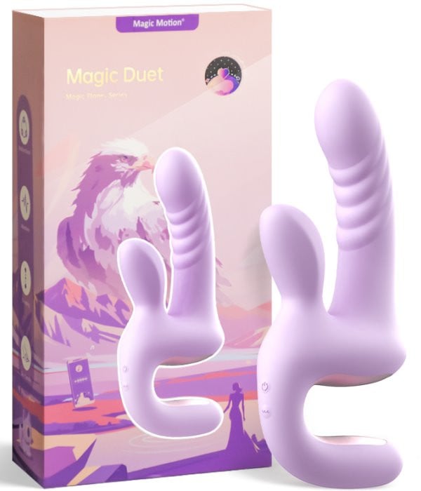 Вібратор кролик з поступальними рухами Magic Motion Duet (Purple) - Зображення 14