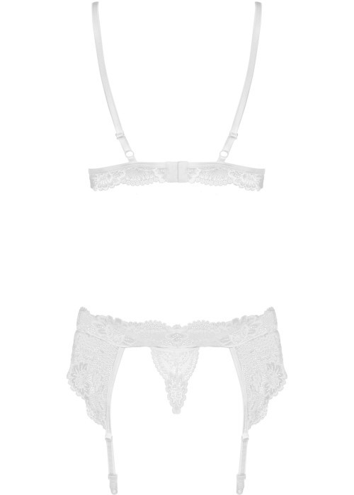 Комплект бюстгальтер, трусики и пояс Obsessive White Set (810-SEG-2) - Изображение 5
