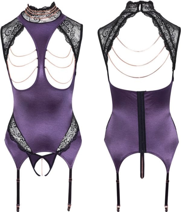 Корсет і трусики Abierta Fina Basque and Crotchless String - Зображення 4