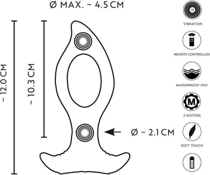 Анальная пробка с вибро и пультом Anos Butt Plug with a Hole - Изображение 2