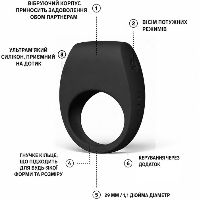 Эрекционное кольцо с вибрацией Lelo Tor 3 (Black) - Изображение 4
