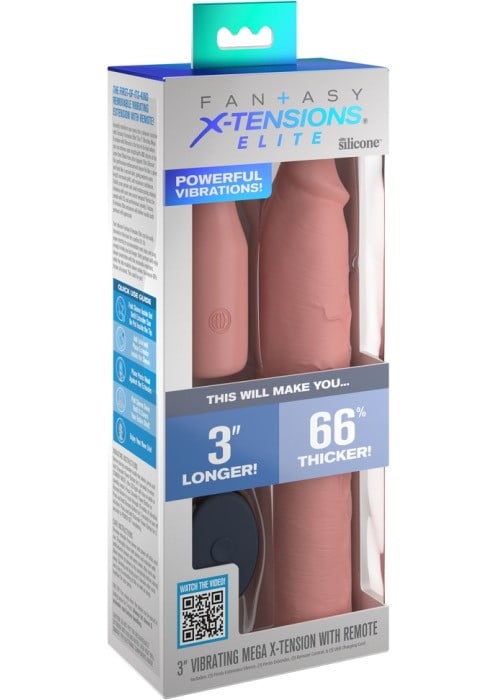 Насадка на пеніс з вібро Fantasy X-tensions Elite - Vibrating 3" Silicone від Pipedream - Зображення 3