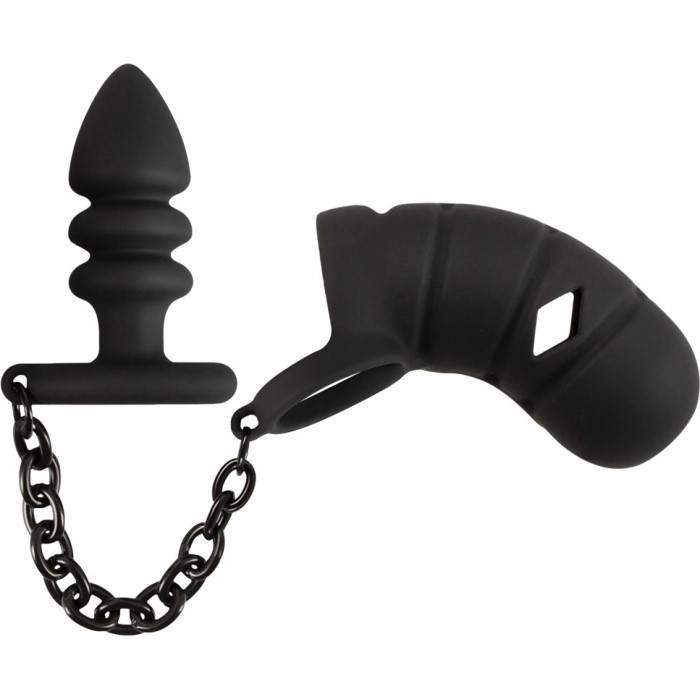 Пояс вірності з анальною пробкою Black Velvets Cock Cage від Orion