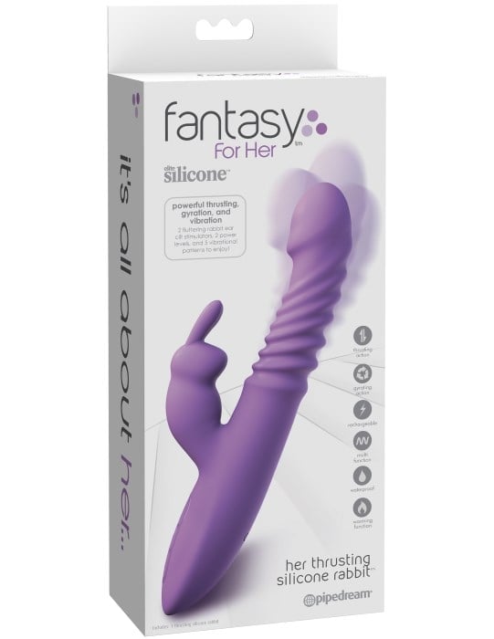 Вібратор з обертанням і нагріванням Fantasy For Her - Her Thrusting Silicone Rabbit від Pipedream - Зображення 6