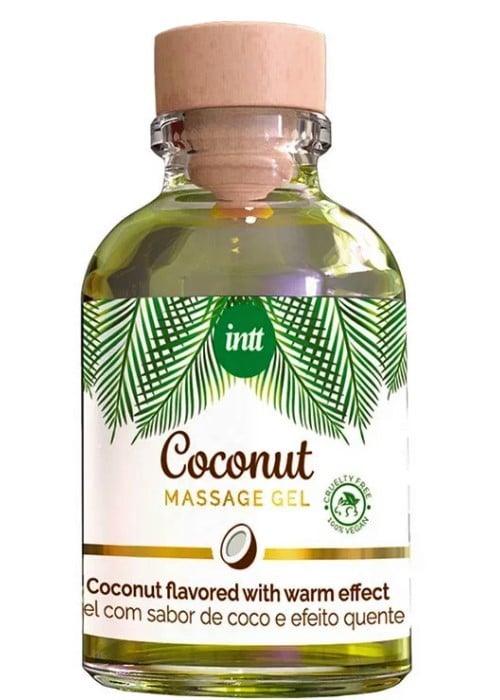 Веганський масажний гель для поцілунків зі смаком кокоса Intt Coconut, 30 мл