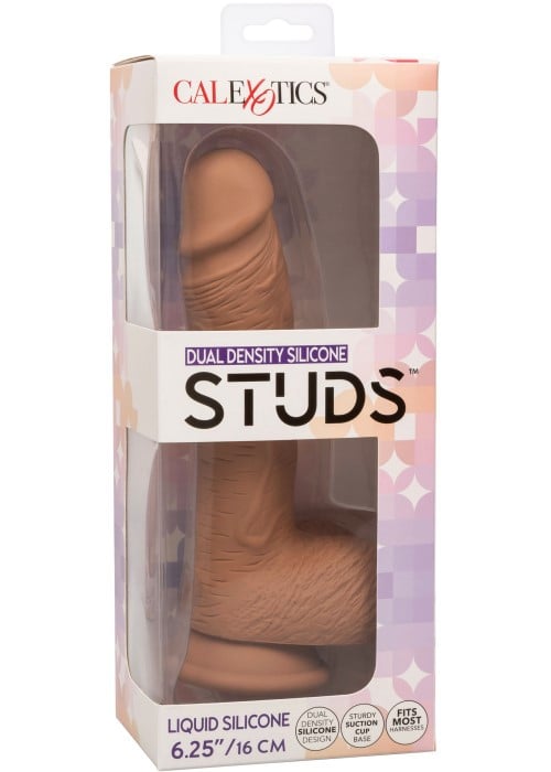 Фалоімітатор CalExotics Dual Density Silicone Studs 16 см (Brown) - Зображення 10