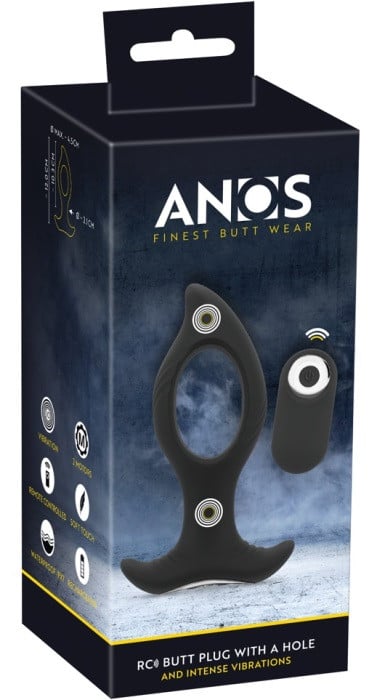 Анальная пробка с вибро и пультом Anos Butt Plug with a Hole - Изображение 15