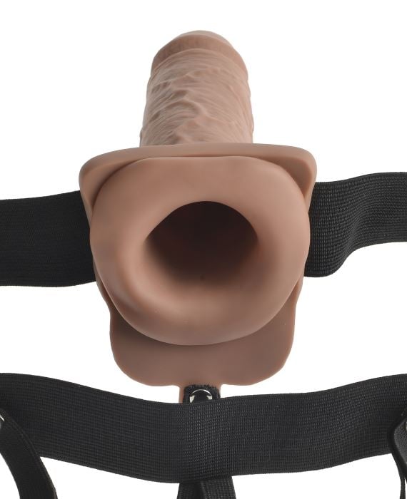 Порожнистий страпон з вібро і пультом 7 "Hollow Rechargeable Strap-on Remote Tan від Pipedream - Зображення 3